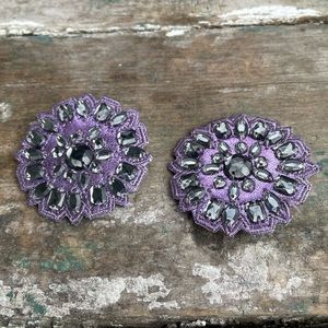 Lindsay Phillips purple flowers rhinestones shoe snap jewelry